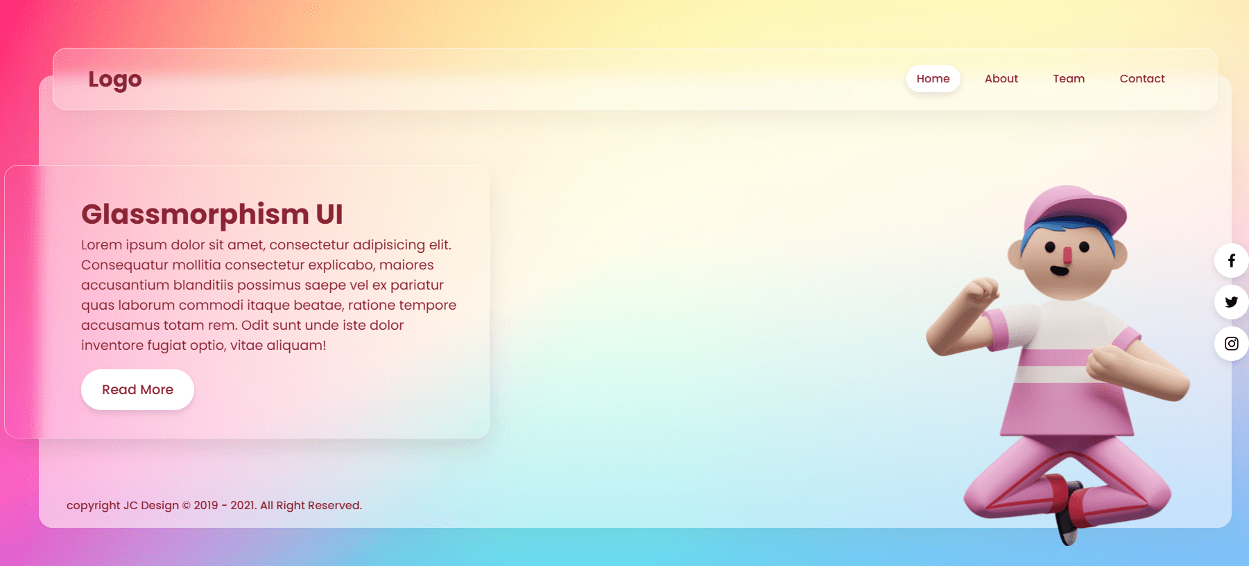 Glassmorphism Website Design project preview